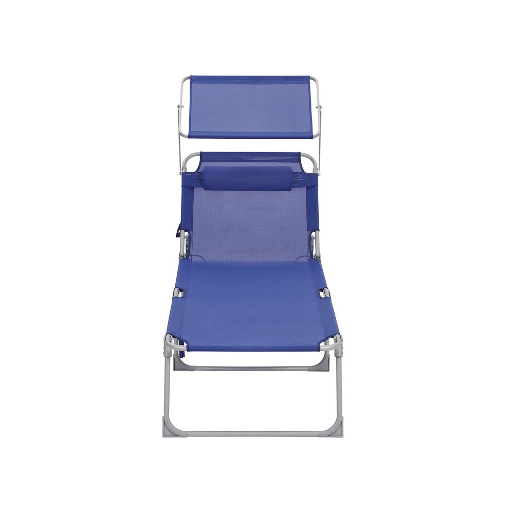 Signature Home Zonneligbed Donkerblauw met Hoes – Opvouwbare Ligstoel voor Tuin en Strand, Verstelbaar & Weerbestendig