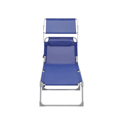Signature Home Zonneligbed Donkerblauw met Hoes – Opvouwbare Ligstoel voor Tuin en Strand, Verstelbaar & Weerbestendig