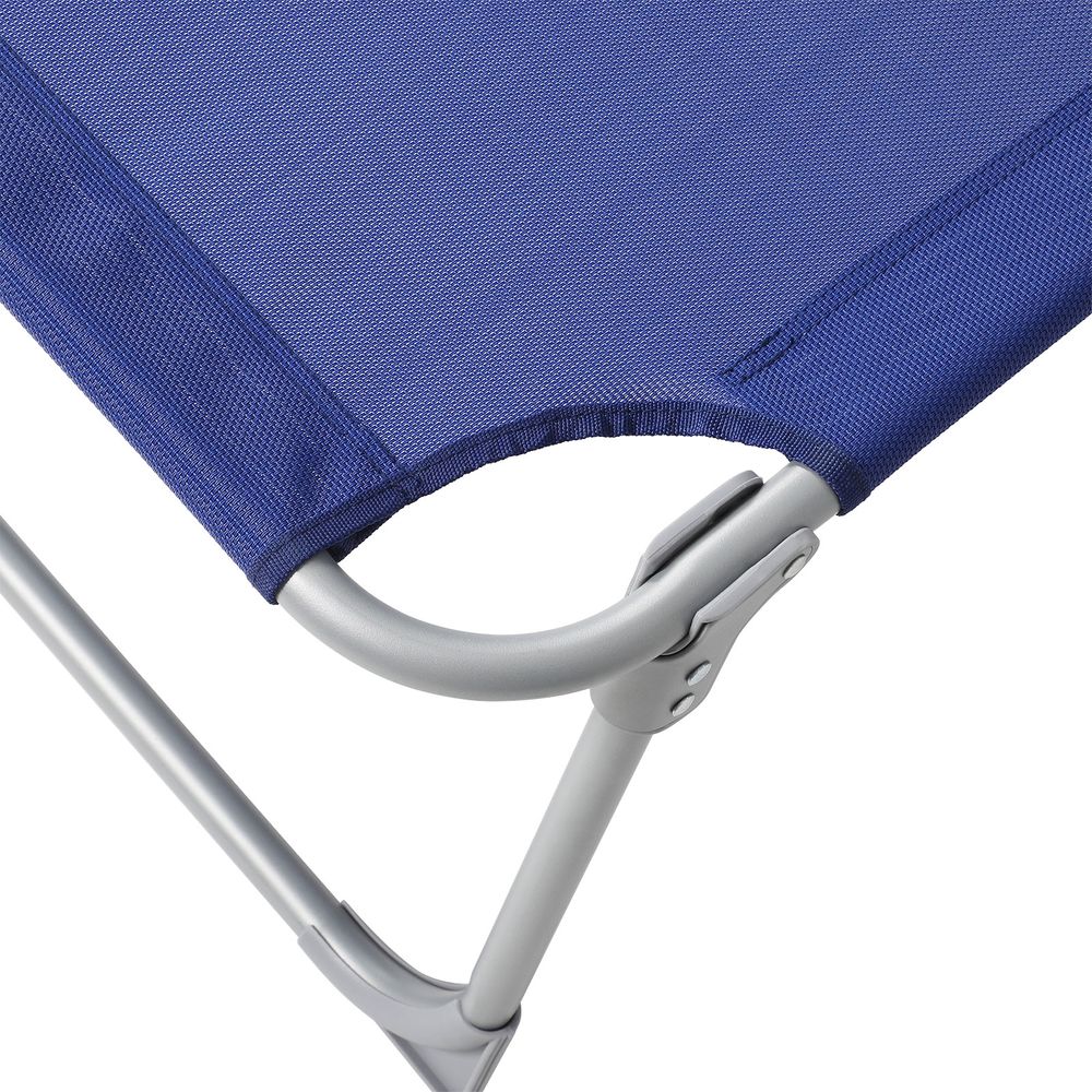 Signature Home Zonneligbed Donkerblauw met Hoes – Opvouwbare Ligstoel voor Tuin en Strand, Verstelbaar & Weerbestendig