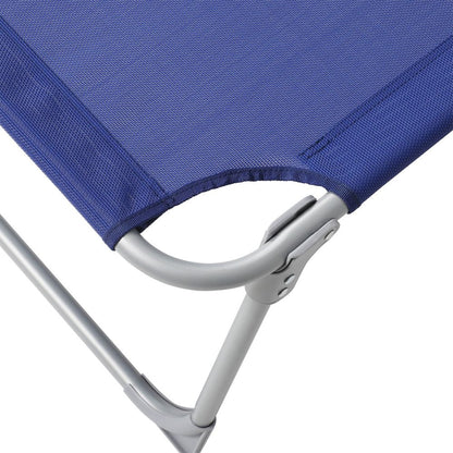 Signature Home Zonneligbed Donkerblauw met Hoes – Opvouwbare Ligstoel voor Tuin en Strand, Verstelbaar & Weerbestendig