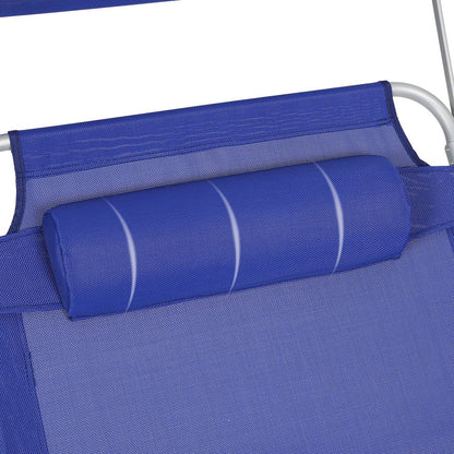 Signature Home Zonneligbed Donkerblauw met Hoes – Opvouwbare Ligstoel voor Tuin en Strand, Verstelbaar & Weerbestendig