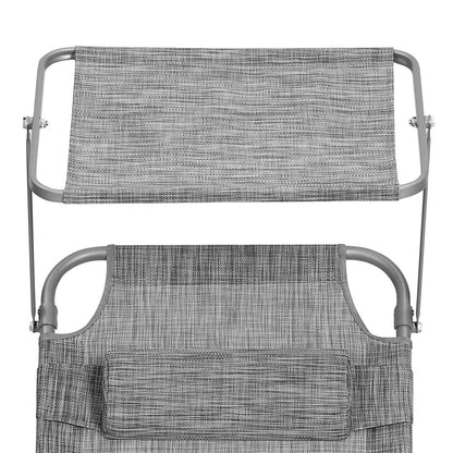 Signature Home Comfortabele Tuinligstoel met Hoofdsteun en Zonnescherm – Grijs Melange, Voor Zonnen en Relaxen