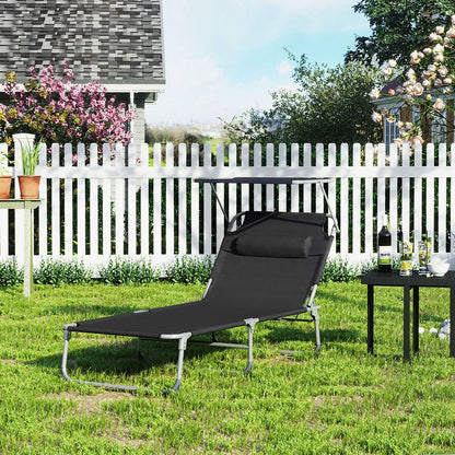 Signature Home Zonneligbed Zwart met Hoes – Opvouwbare Ligstoel voor Tuin en Strand, Verstelbaar & Weerbestendig
