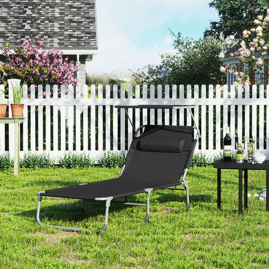 Signature Home Zonneligbed Antraciet/Grijs met Zijpaneel – Opvouwbare Ligstoel, Verstelbaar & Weerbestendig voor Tuin, Strand en Camping