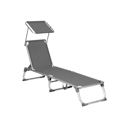 Signature Home Tuinligstoel met Zonnescherm – Comfortabele Ligstoel voor Tuin en Terras