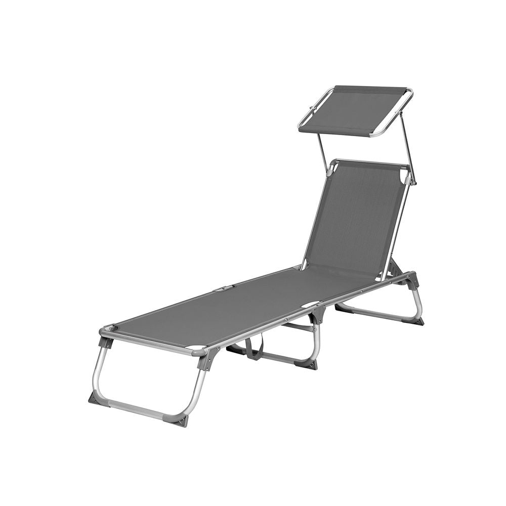 Signature Home Tuinligstoel met Zonnescherm – Comfortabele Ligstoel voor Tuin en Terras