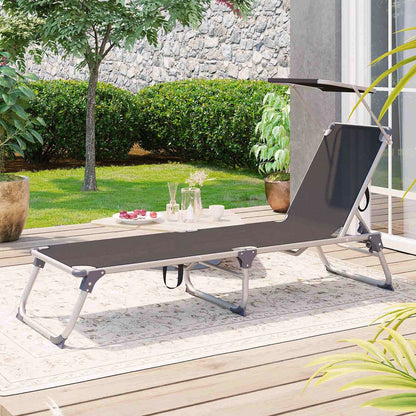 Signature Home Tuinligstoel met Zonnescherm – Comfortabele Ligstoel voor Tuin en Terras