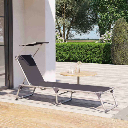 Signature Home Tuinligstoel met Zonnescherm – Comfortabele Ligstoel voor Tuin en Terras