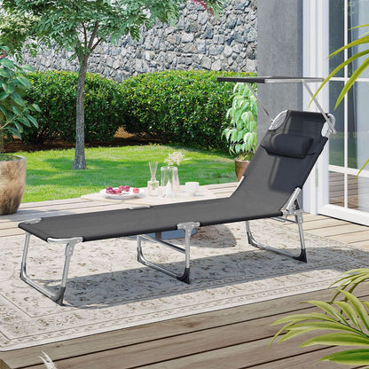Signature Home Outdoor Ligstoel met Hoofdsteun en Zonnescherm – Duurzame Tuinmeubelen