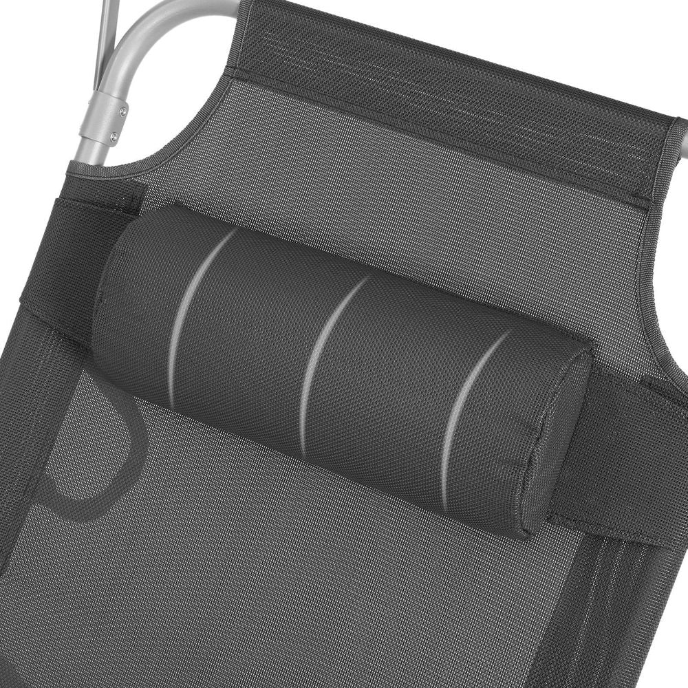 Signature Home Outdoor Ligstoel met Hoofdsteun en Zonnescherm – Duurzame Tuinmeubelen