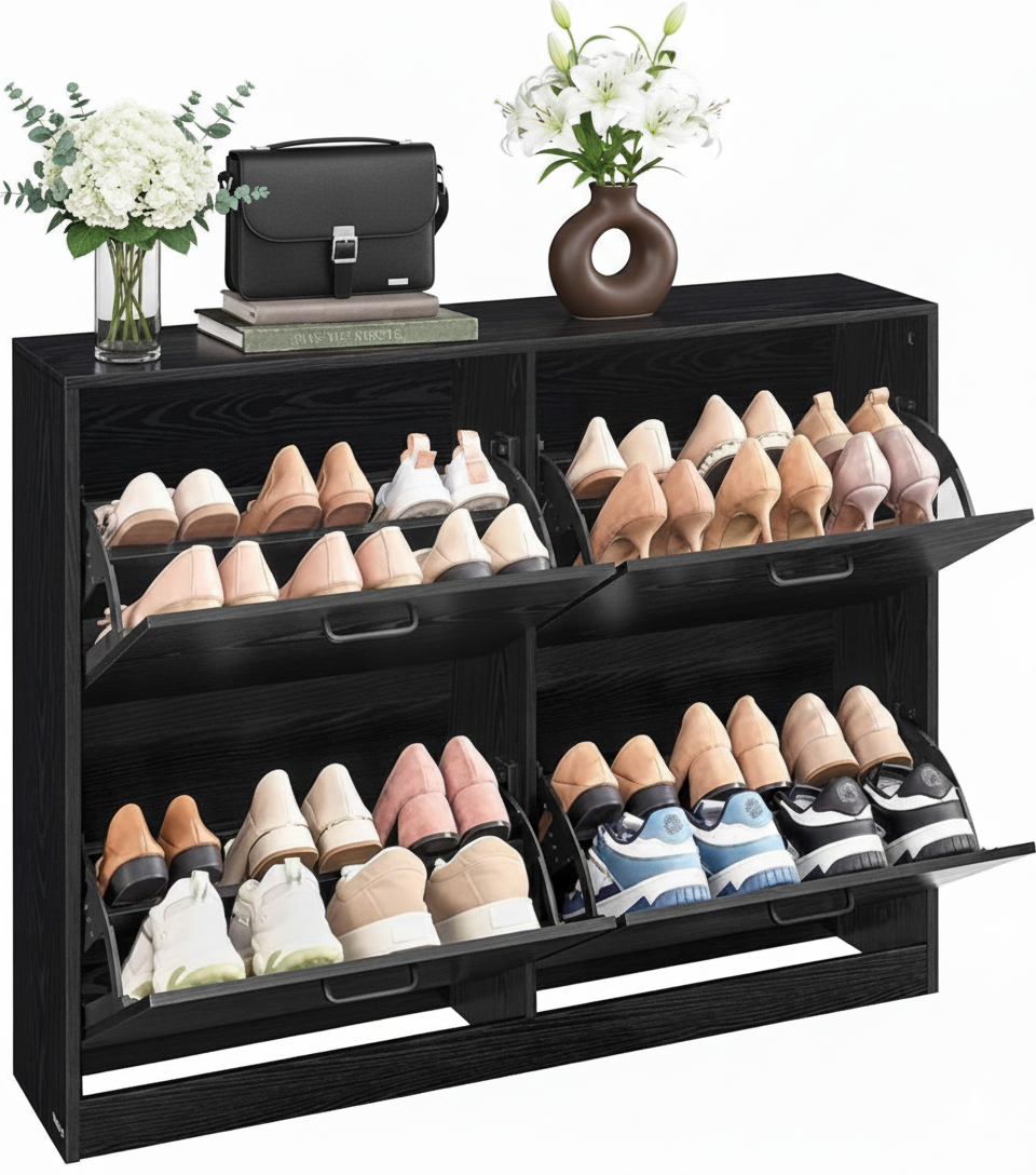 Miami Schoenenkast 4 kleppen - Schoenenrek Verstelbaar voor 16-28 paar schoenen