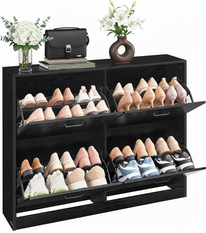 Miami Schoenenkast 4 kleppen - Schoenenrek Verstelbaar voor 16-28 paar schoenen