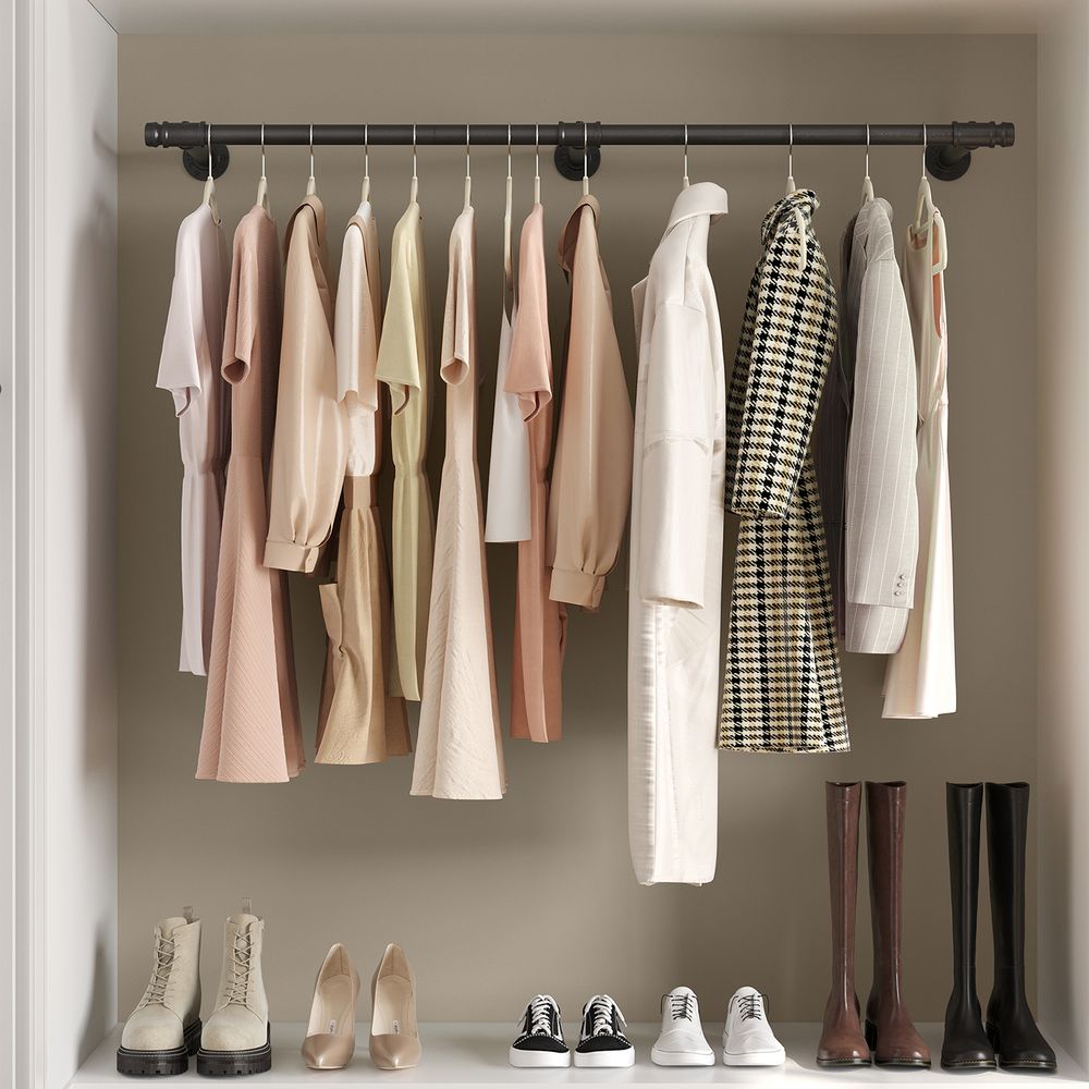 Signature Home Wandgemonteerde Kledingstang – Metalen Kledingrail voor Wandmontage in Slaapkamer, Hal of Wasruimte