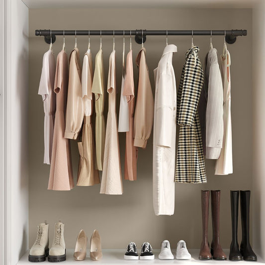 Signature Home Wandgemonteerde Kledingstang – Metalen Kledingrail voor Wandmontage in Slaapkamer, Hal of Wasruimte