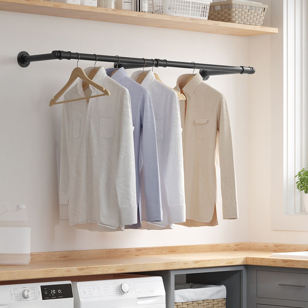 Signature Home Wandgemonteerde Kledingstang – Metalen Kledingrail voor Wandmontage in Slaapkamer, Hal of Wasruimte