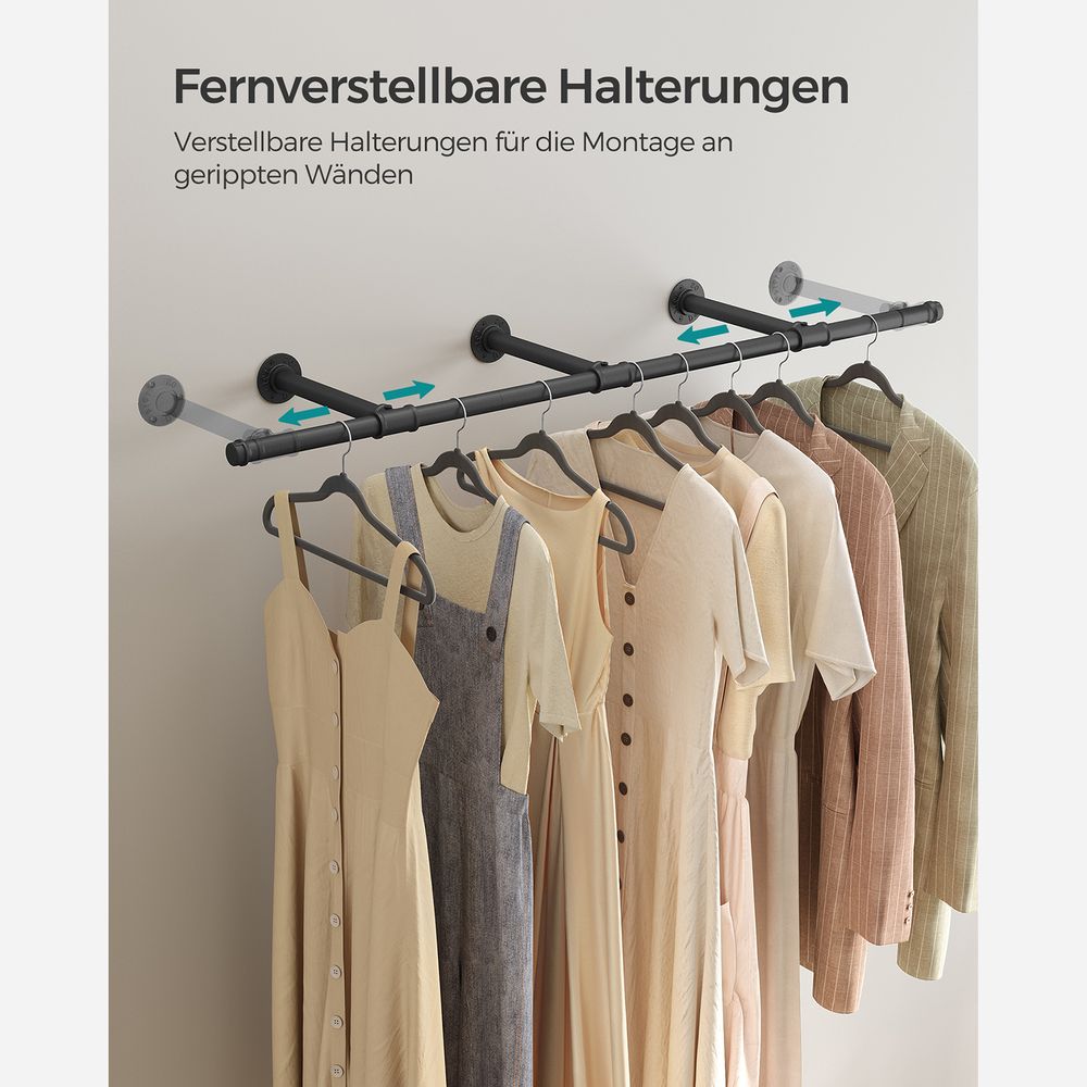 Signature Home Wandgemonteerde Kledingstang – Metalen Kledingrail voor Wandmontage in Slaapkamer, Hal of Wasruimte