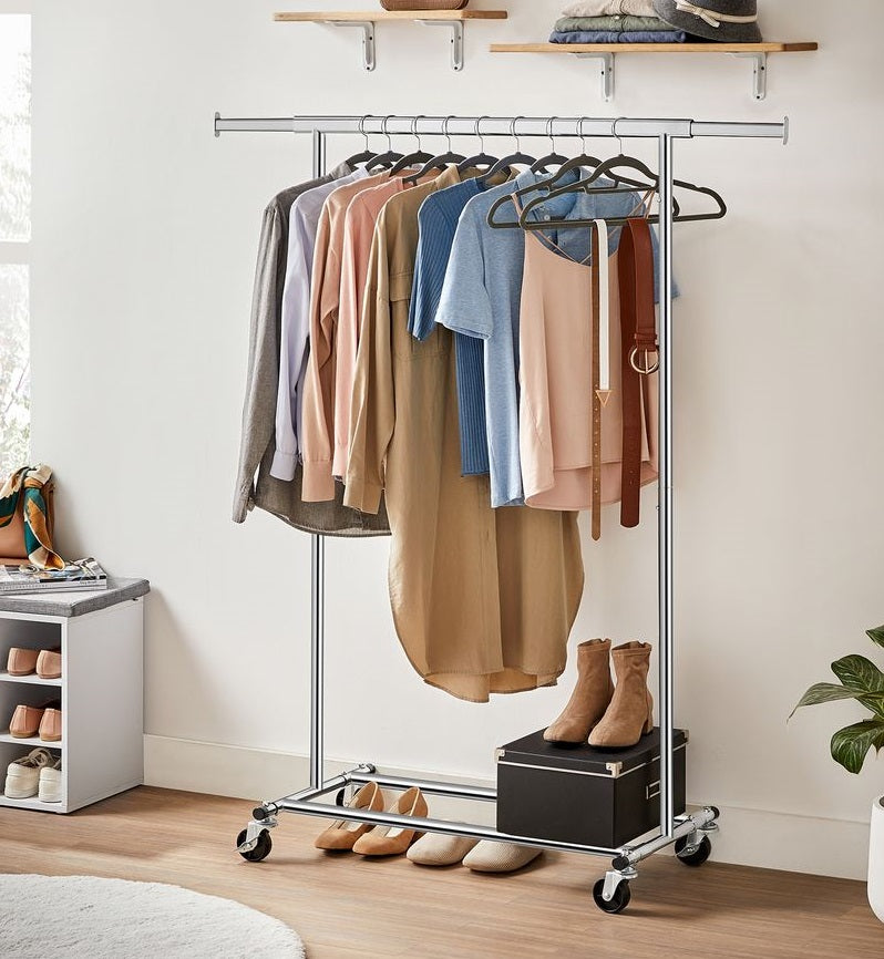 Signature Home Heavy Duty Kledingrek met Wielen – Metalen Garderoberek – 90 kg Draagvermogen