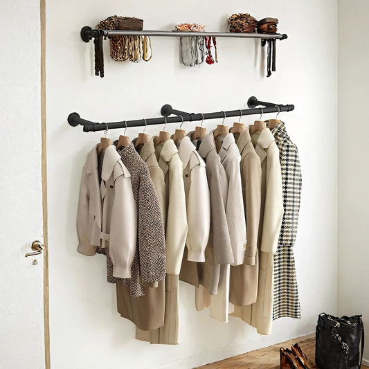 Signature Home Kledingrek voor aan de Wand – Stevige Garderobestang Wandmontage, Industrieel Design