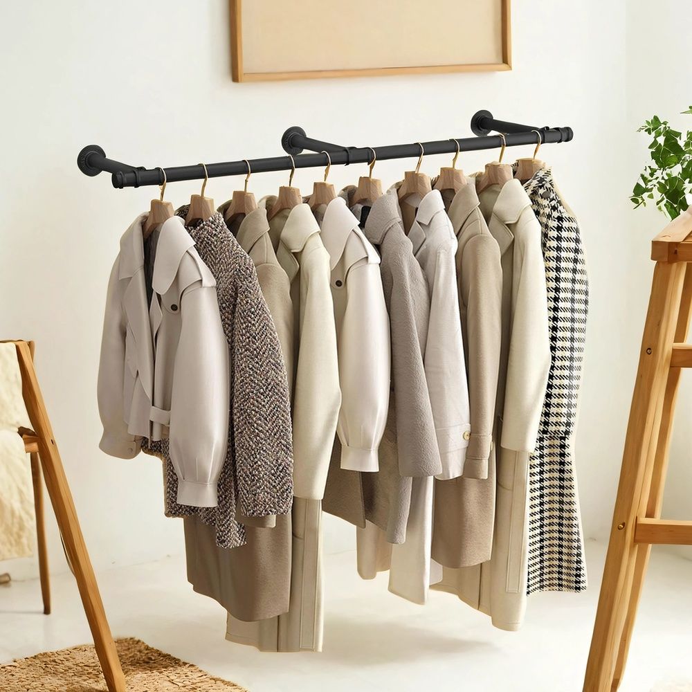 Signature Home Kledingrek voor aan de Wand – Stevige Garderobestang Wandmontage, Industrieel Design