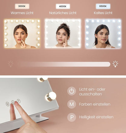 Hollywood spiegel met verlichting - make up spiegel - drie lichtstanden - wit