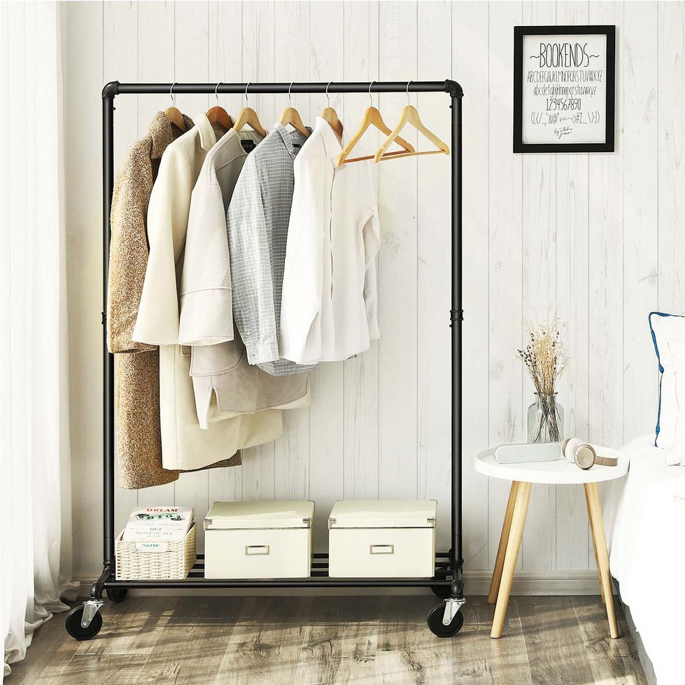 Signature Home Heavy-Duty Kledingrek Industrieel – Robuust Kledingrek met Metalen Frame voor Slaapkamer, Hal of Wasruimte