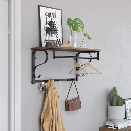 Signature Home Wandgarderobe Industrieel – Kapstok met Plank en Haken, Industrieel Design