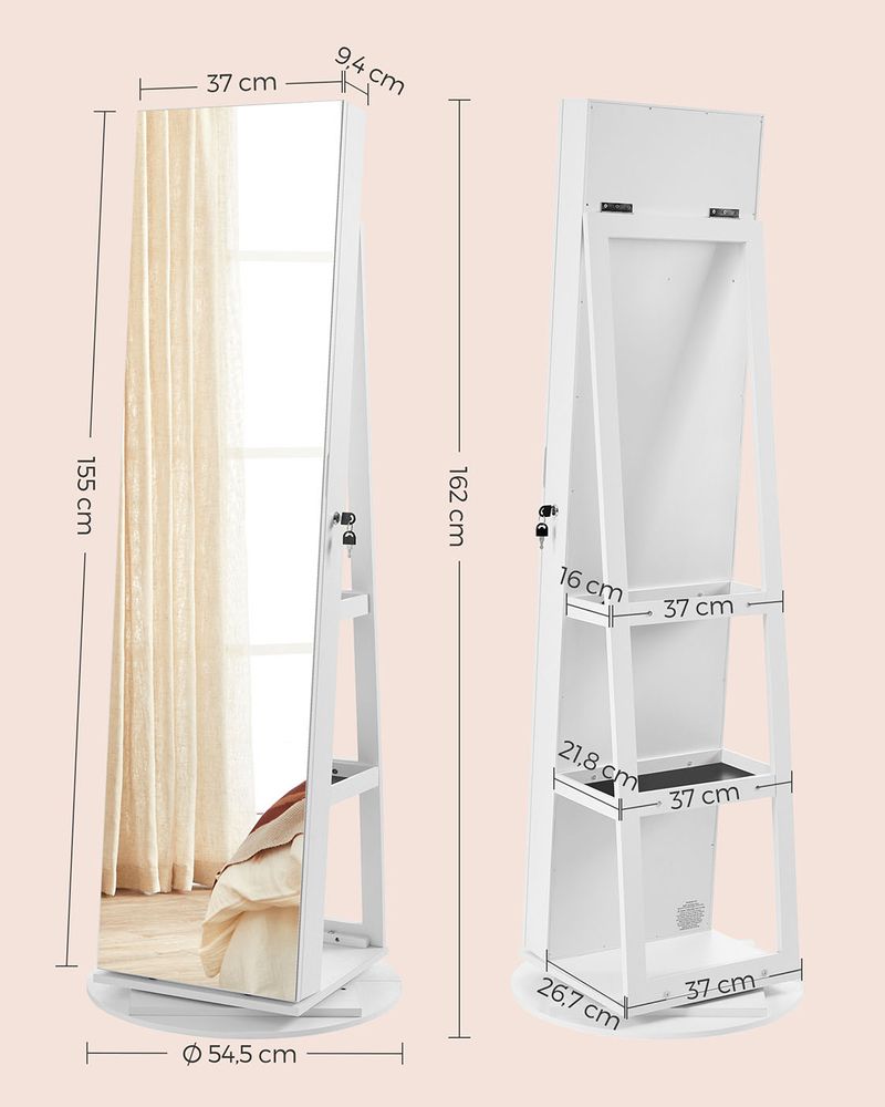 Harrow Staande Sieradenkast met Spiegel – Luxe Organizer voor Sieraden