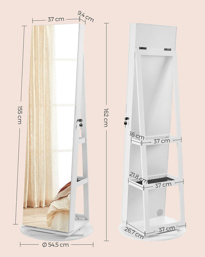 Harrow Staande Sieradenkast met Spiegel – Luxe Organizer voor Sieraden