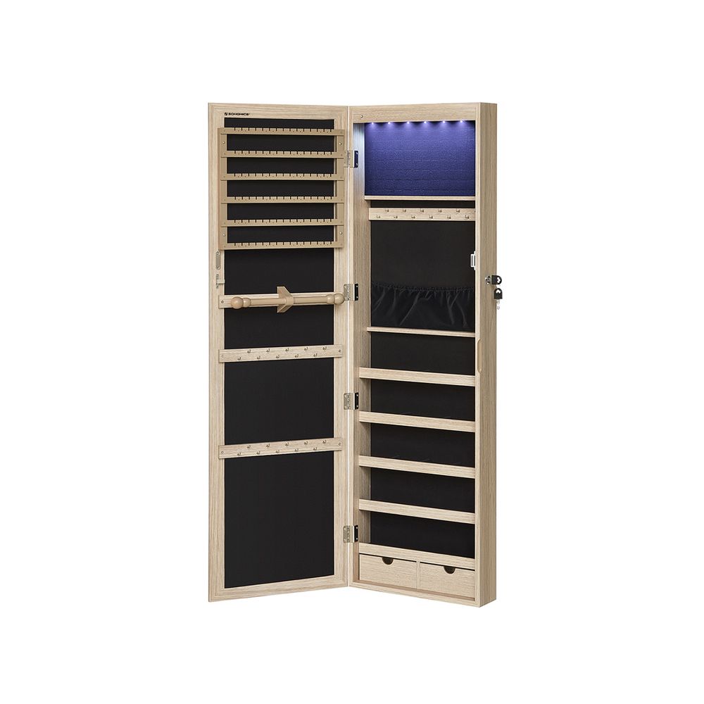 Lecce Stijlvolle Hangende Sieradenkast met Spiegeldeur-Multifunctionele Hangende-Sieradenkast voor aan de Wand of Deur