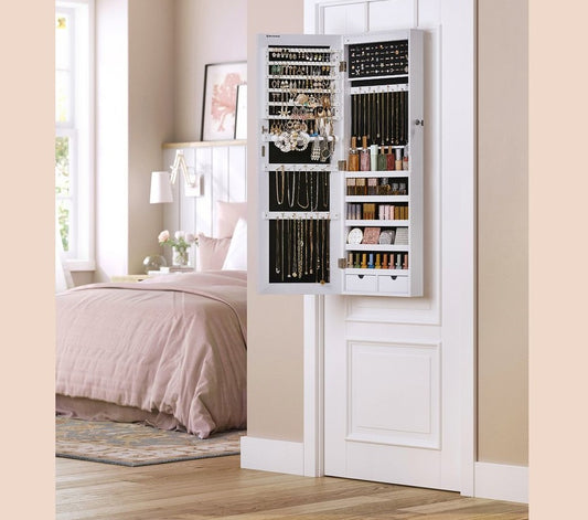 Modena Sieradenkast voor aan de Deur – Frameloos Design-Ruimtebesparende Hangende Sieradenkast Zonder Frame