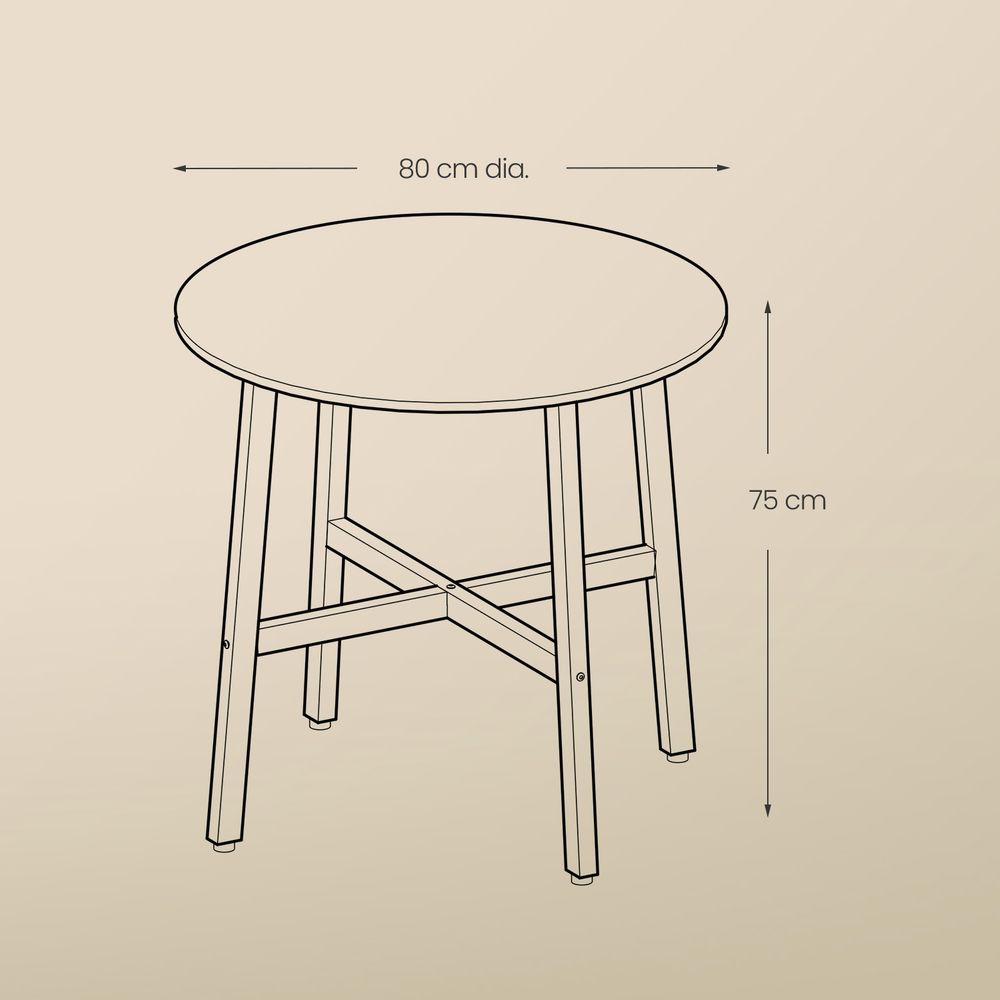 Ronde Tafel 80 x 75 cm – Ideaal voor Keuken of Eethoek