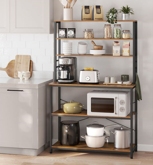 Industriële Keuken Wandplank Vintage Bruin-Zwart van Hout en Metaal – Decoratieve en Functionele Keuken Opbergplank