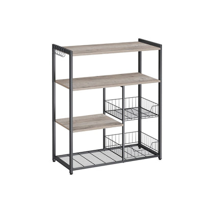 Signature Home Keukenrek met 2 Metalen Manden – Keuken Opbergrek – Keukenkast Organizer – Greige-Zwart