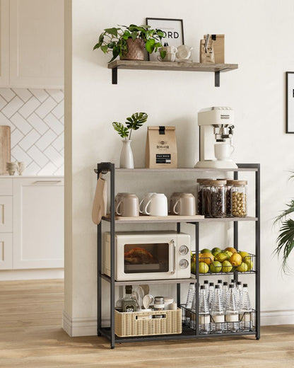 Signature Home Keukenrek met 2 Metalen Manden – Keuken Opbergrek – Keukenkast Organizer – Greige-Zwart