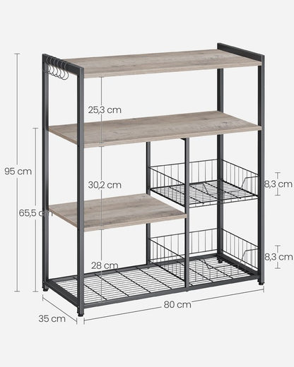 Signature Home Keukenrek met 2 Metalen Manden – Keuken Opbergrek – Keukenkast Organizer – Greige-Zwart