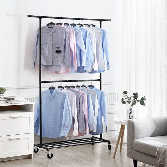 Signature Home Metalen Kledingrek Zwart – Stevig Garderoberek voor Kleding en Jassen-Staand Metalen Kledingrek