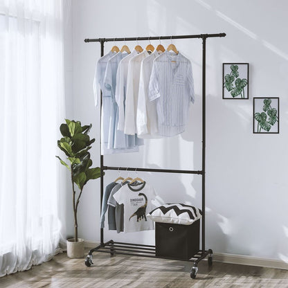 Signature Home Metalen Kledingrek Zwart – Stevig Garderoberek voor Kleding en Jassen-Staand Metalen Kledingrek