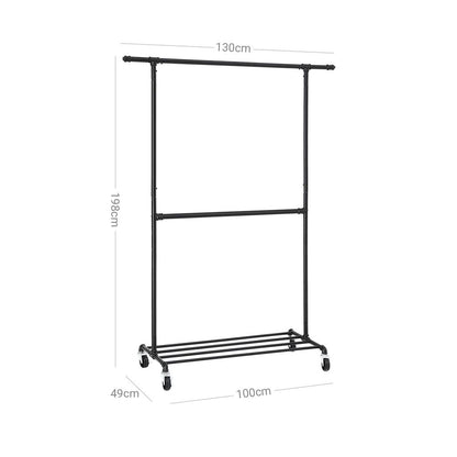 Signature Home Metalen Kledingrek Zwart – Stevig Garderoberek voor Kleding en Jassen-Staand Metalen Kledingrek