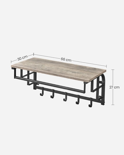 Signature Home Wandkapstok met Plank – Wandgarderobe met Kapstokhaken voor Jassen, Tassen en Accessoires