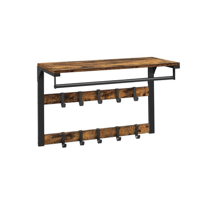 Signature Home Wandkapstok Industrieel met Plank en Haken – Metalen Kapstok met Hoedenplank voor Hal en Entree
