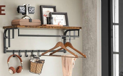 Signature Home Wandkapstok met 5 Afneembare Haken – Wandgarderobe voor Jassen, Tassen en Accessoires