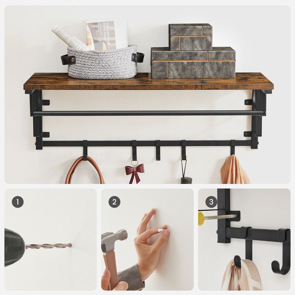 Signature Home Wandkapstok met 5 Afneembare Haken – Wandgarderobe voor Jassen, Tassen en Accessoires