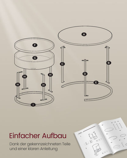 Ronde Salontafel Set van 2 – Vintage Bruin & Inktzwart