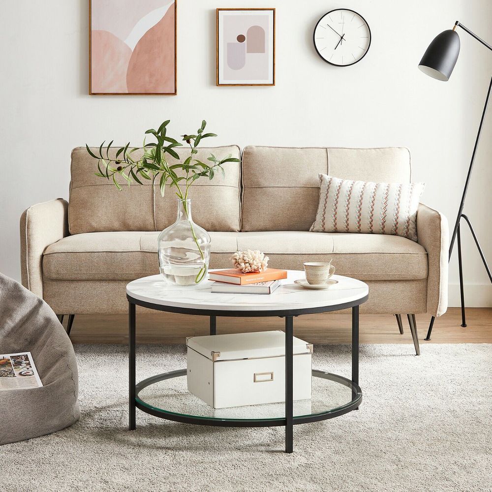 Moderne Salontafel voor de Woonkamer met 2 Opbergshelves
