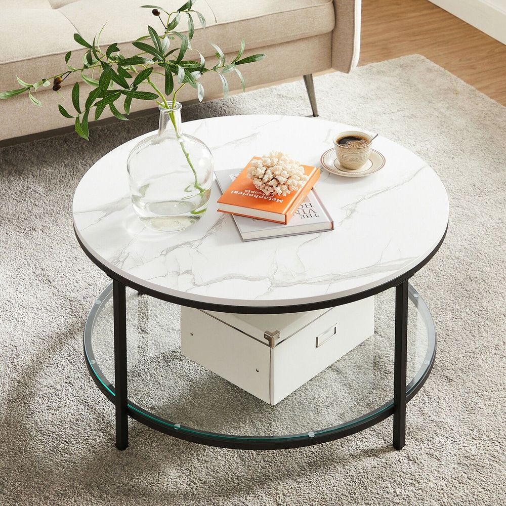 Moderne Salontafel voor de Woonkamer met 2 Opbergshelves