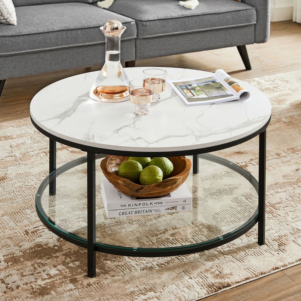 Moderne Salontafel voor de Woonkamer met 2 Opbergshelves
