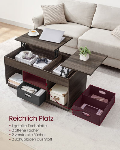 Houten Salontafel met Opbergruimte – 2 Lades – Ash Brown