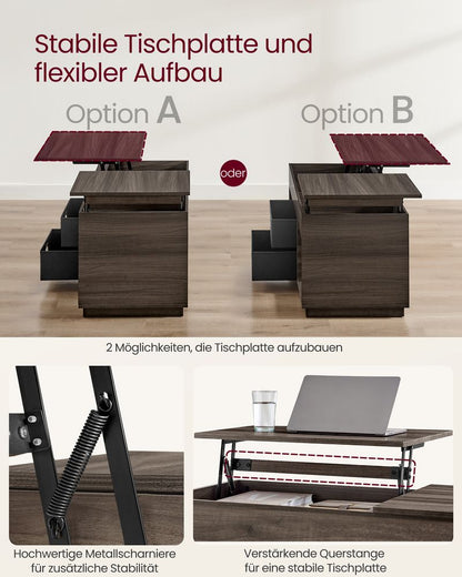 Houten Salontafel met Opbergruimte – 2 Lades – Ash Brown