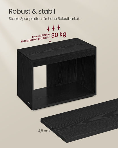 Salontafelset van 3 – Ebony Zwart met Opbergruimte
