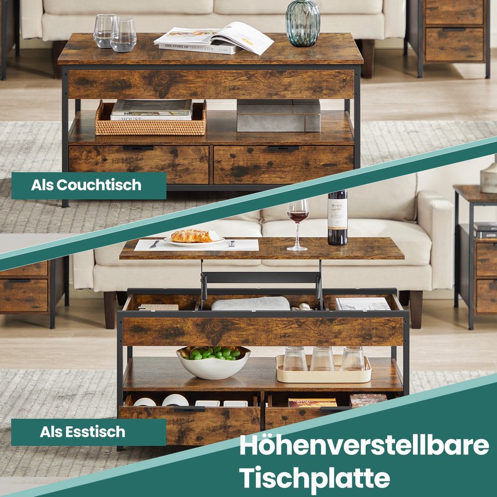 Woonkamertafel / Salontafel – Met Verstelbare Tafelbladhoogte